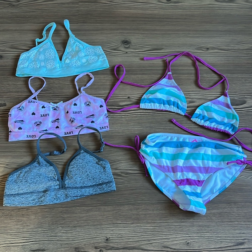 Girls Size 12 Bundle - bathing suit and 3 bralettes